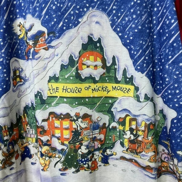 Vtg Disney Store The House Of Mickey Mouse Christmas Holiday Henley Shirt Mens L - Picture 8 of 16